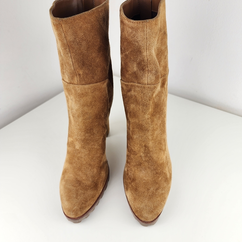 Aldo Women Tan Suede Ankle Boots Size 10 High Heels - Picture 3 of 13
